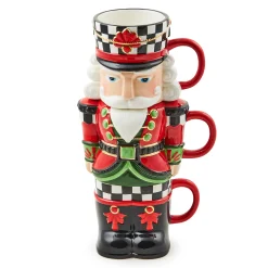 MacKenzie-Childs Classic Courtly Nutcracker Stacking Mugs, Set of 3| Drinkware