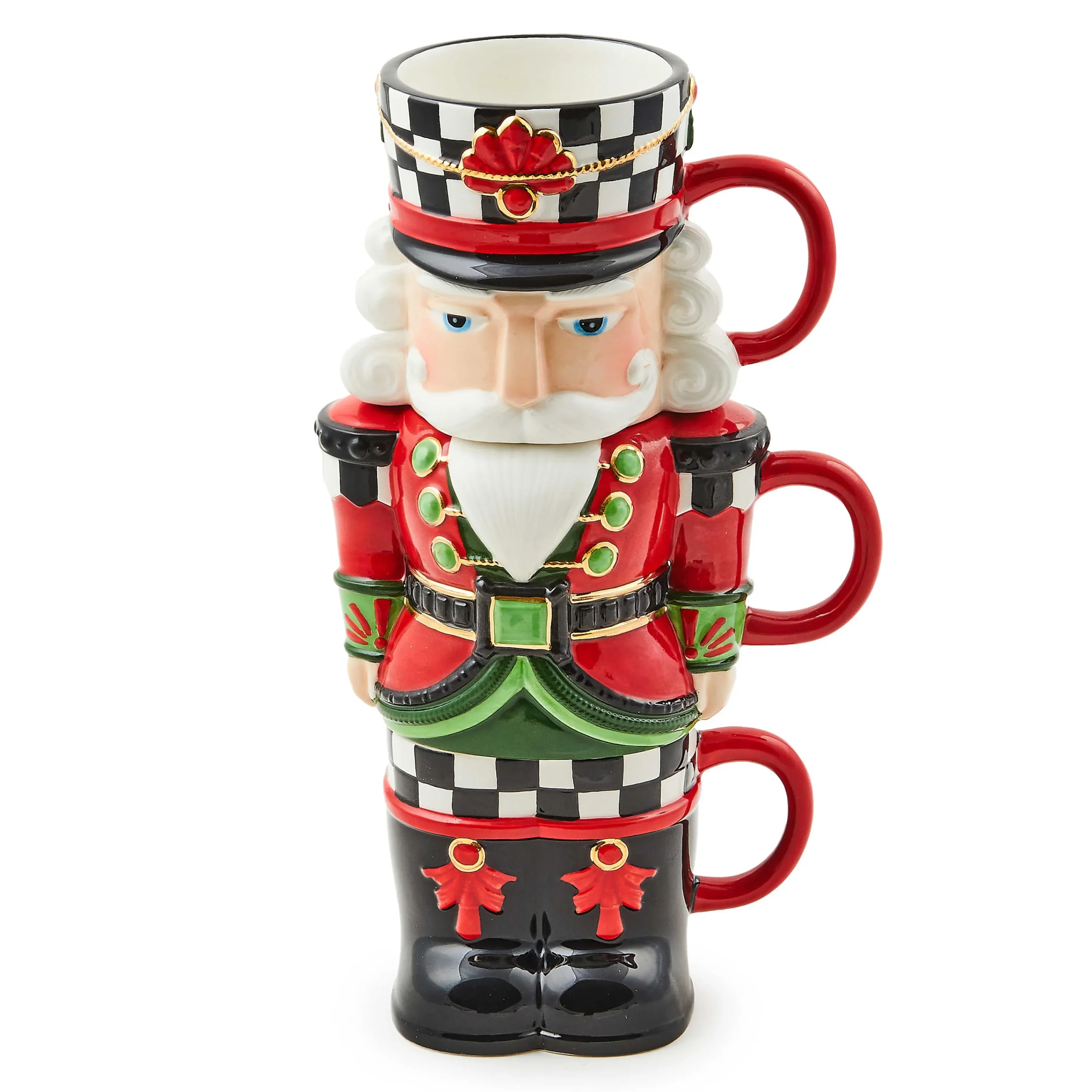 MacKenzie-Childs Classic Courtly Nutcracker Stacking Mugs, Set of 3| Drinkware