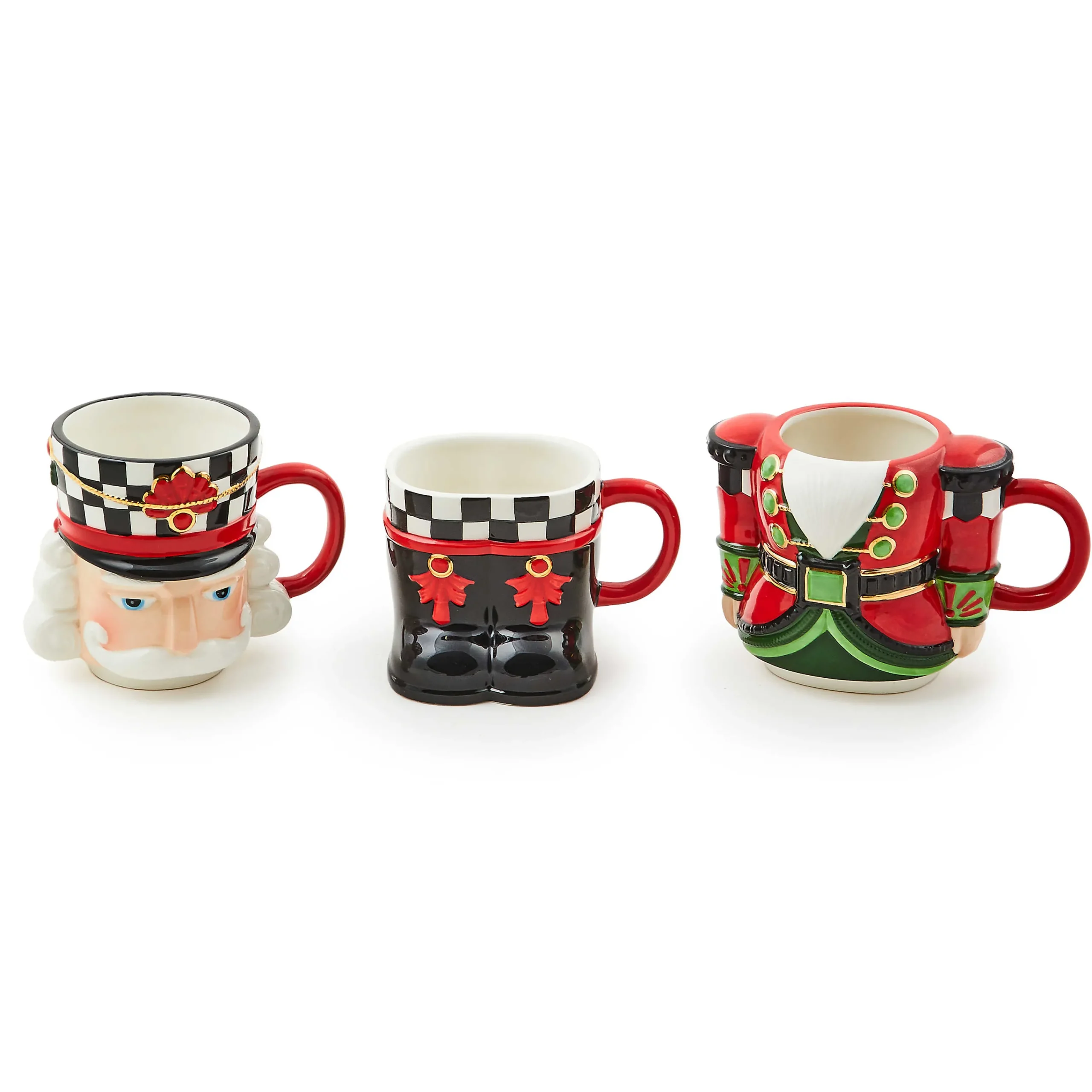 MacKenzie-Childs Classic Courtly Nutcracker Stacking Mugs, Set of 3| Drinkware