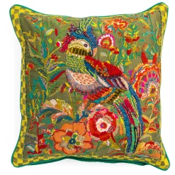 MacKenzie-Childs Cockatiel Chartreuse Throw Pillow| Spring|Pillows, Throws, & Cushions