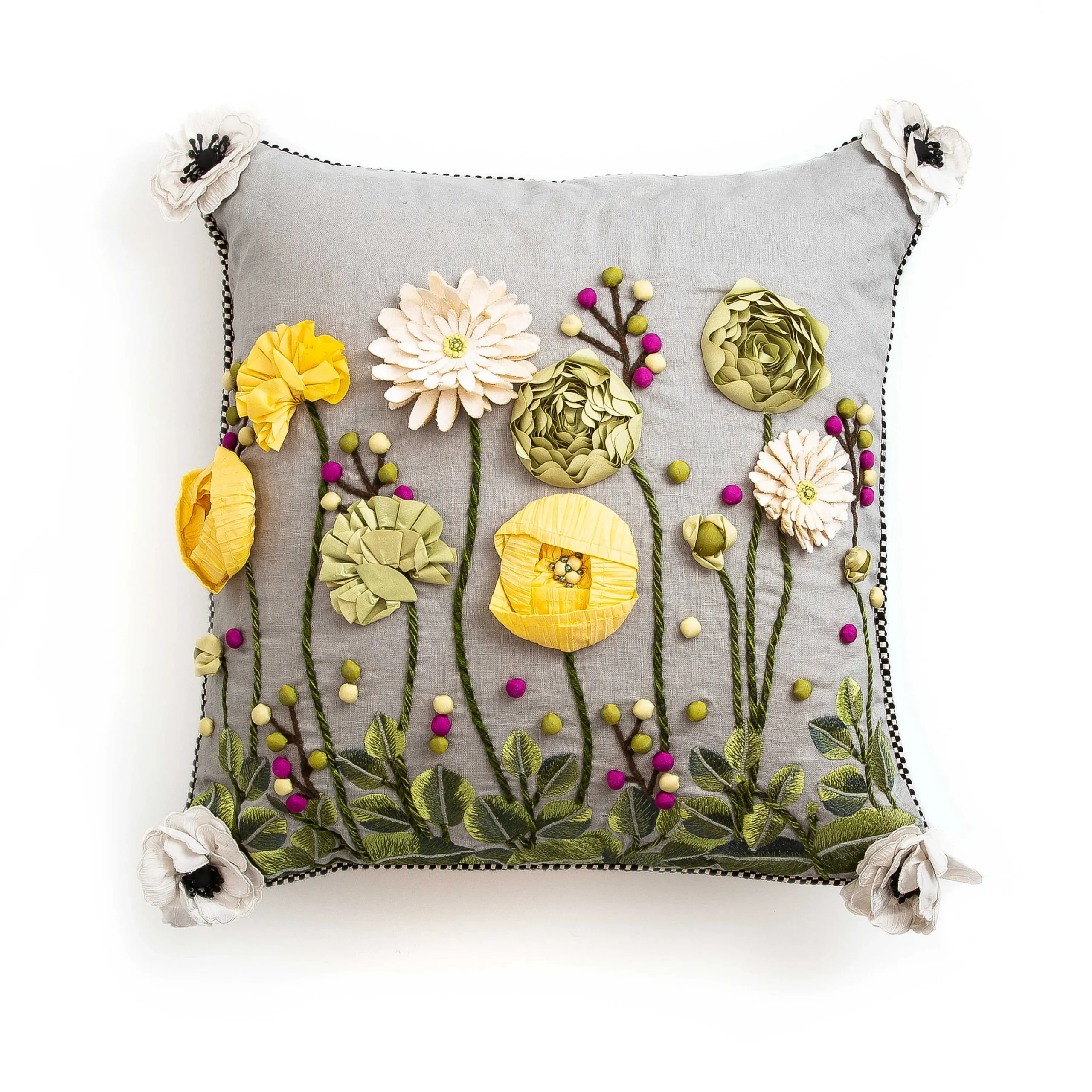 MacKenzie-Childs Coming Up Daisies Square Throw Pillow| Spring|Pillows, Throws, & Cushions