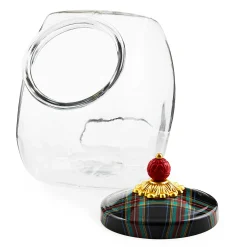 MacKenzie-Childs Cookie Jar with Black Tartan Lid| Kitchen Storage & Organization