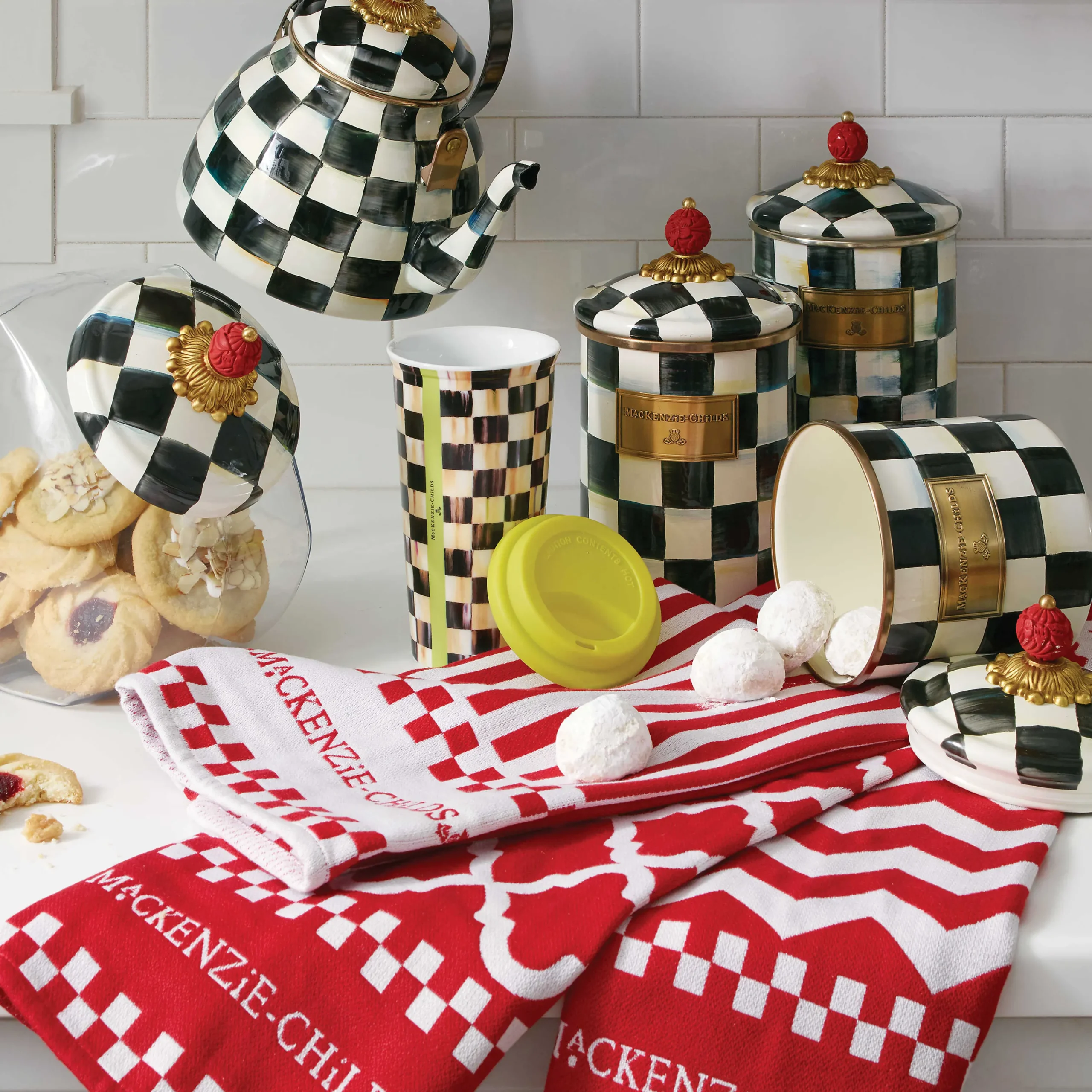 MacKenzie-Childs Cookie Jar with Courtly Check Lid| Kitchen Storage & Organization
