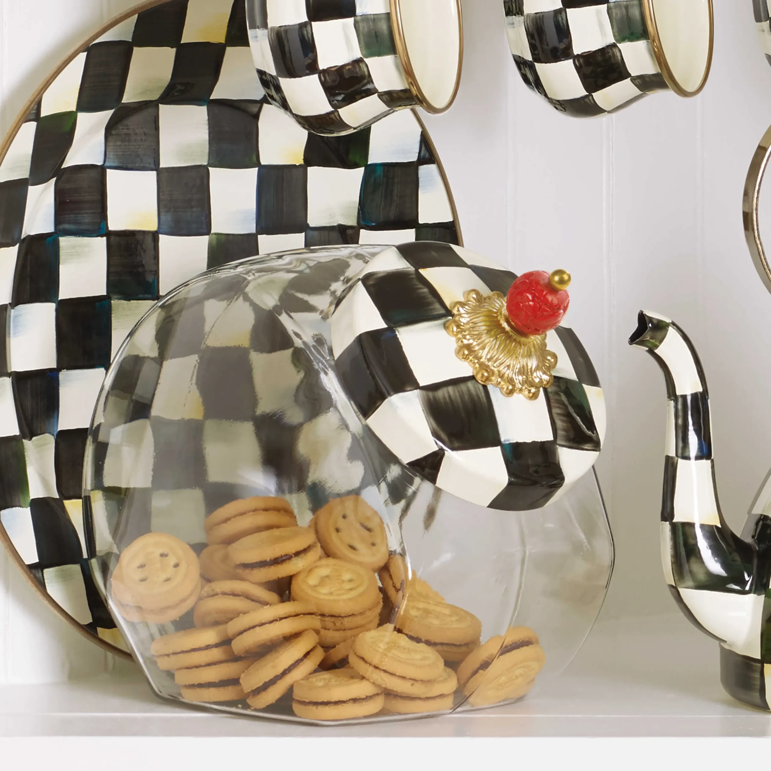 MacKenzie-Childs Cookie Jar with Courtly Check Lid| Kitchen Storage & Organization