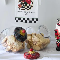 MacKenzie-Childs Cookie Jar with Red Tartan Lid| Kitchen Storage & Organization