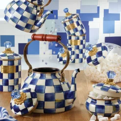 MacKenzie-Childs Cookie Jar with Royal Check Lid| Kitchen Storage & Organization