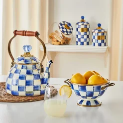 MacKenzie-Childs Cookie Jar with Royal Check Lid| Kitchen Storage & Organization