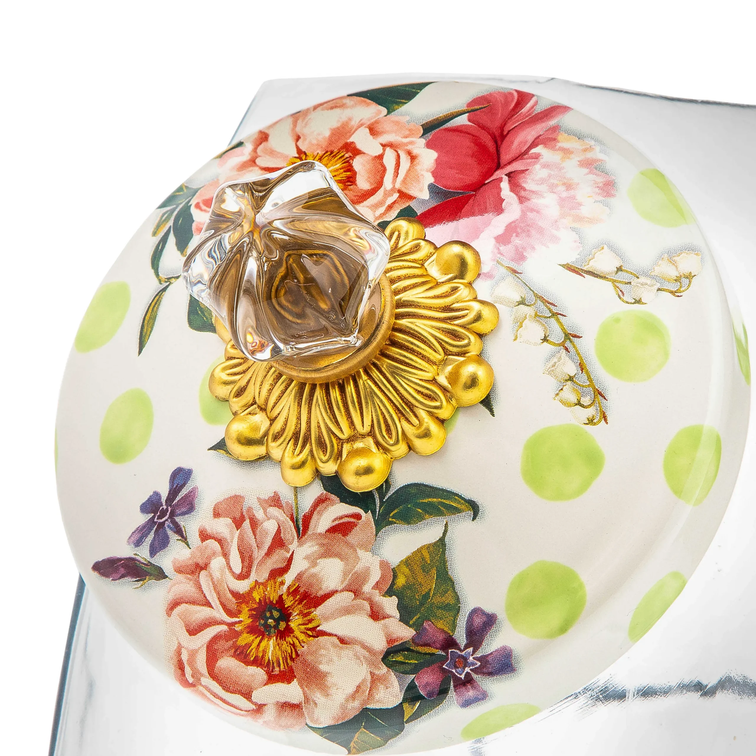 MacKenzie-Childs Cookie Jar with Wildflowers Green Lid| Kitchen Storage & Organization