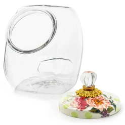 MacKenzie-Childs Cookie Jar with Wildflowers Green Lid| Kitchen Storage & Organization