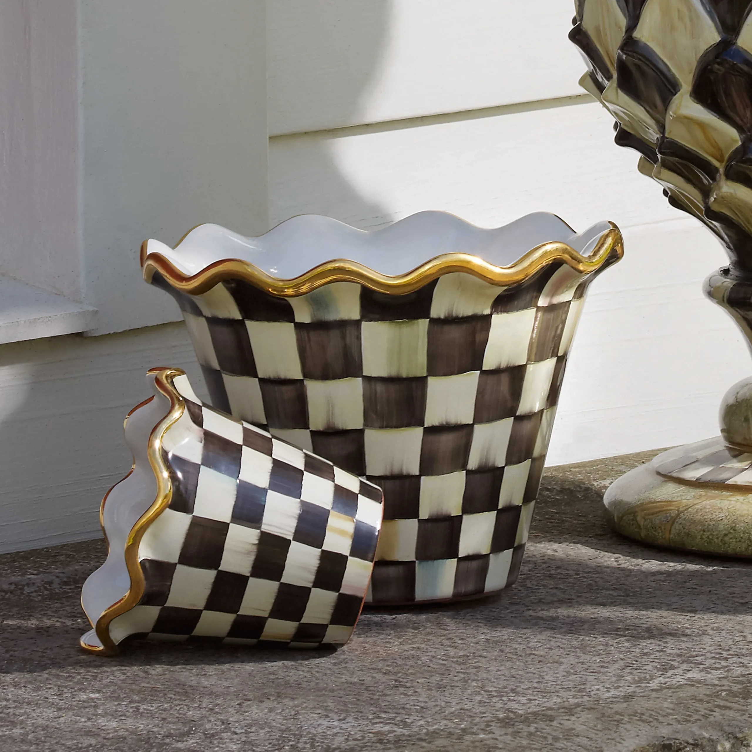 MacKenzie-Childs Courtly Check 8 Ceramic Garden Pot| Spring|The Fall Shop