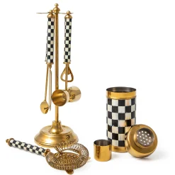 MacKenzie-Childs Courtly Check 3260 Gold Edition Bar Set| Holiday|Drinkware