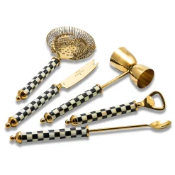 MacKenzie-Childs Courtly Check 3260 Gold Edition Bar Set| Holiday|Drinkware