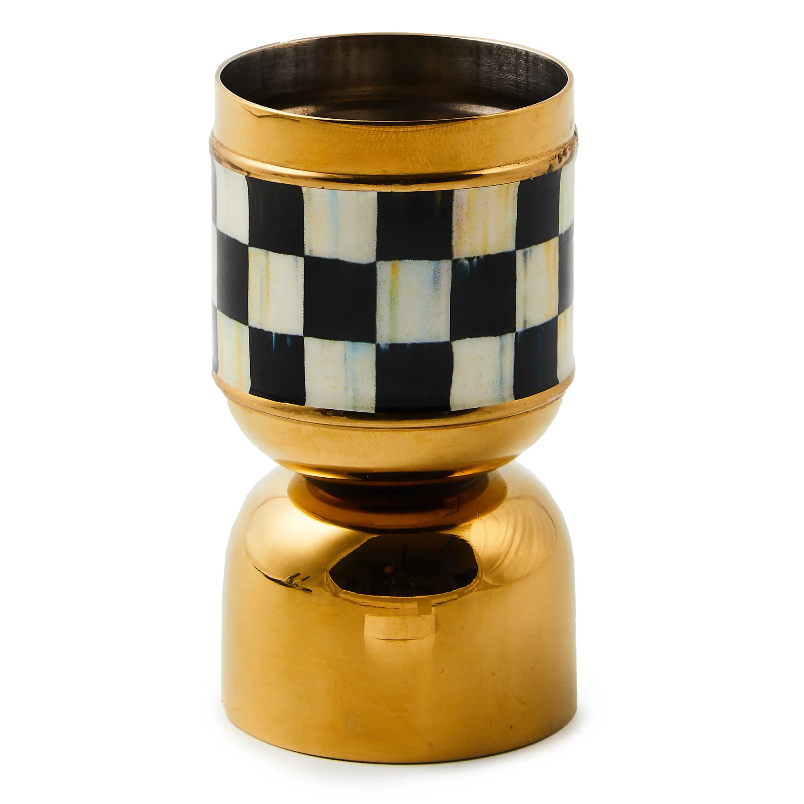MacKenzie-Childs Courtly Check 3260 Gold Jigger| Fall Entertaining|Bar Entertaining