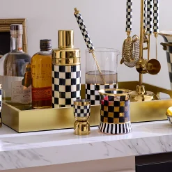 MacKenzie-Childs Courtly Check 3260 Gold Jigger| Fall Entertaining|Bar Entertaining