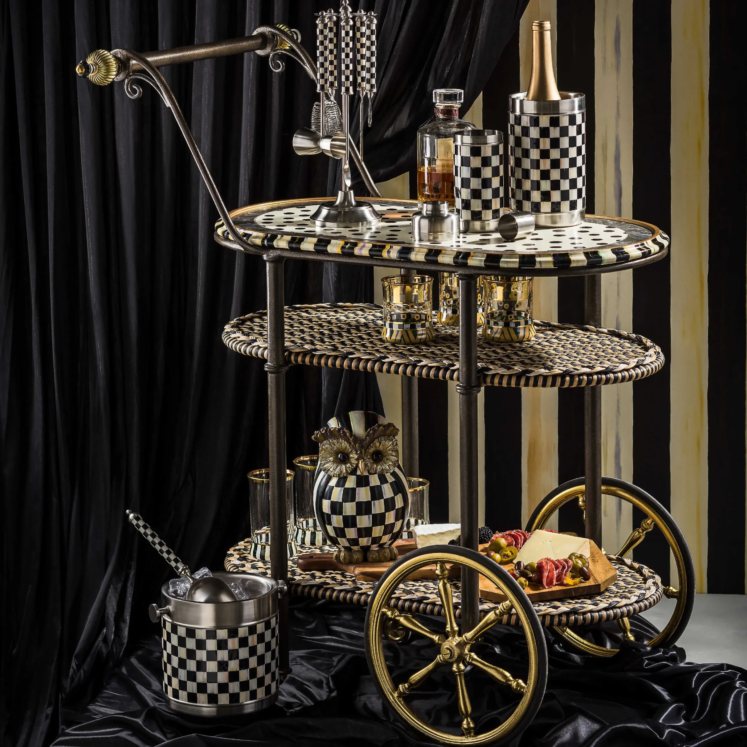 MacKenzie-Childs Courtly Check 3260 Ice Bucket| Drinkware|Bar Entertaining
