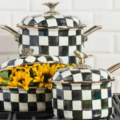 MacKenzie-Childs Courtly Check 2.5 Quart Saucepan| Fall Entertaining|Cookware & Bakeware