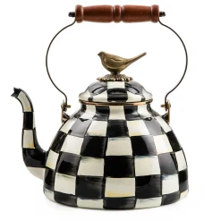 MacKenzie-Childs Courtly Check 3 Quart Tea Kettle with Bird| Cookware & Bakeware|Tea Kettles