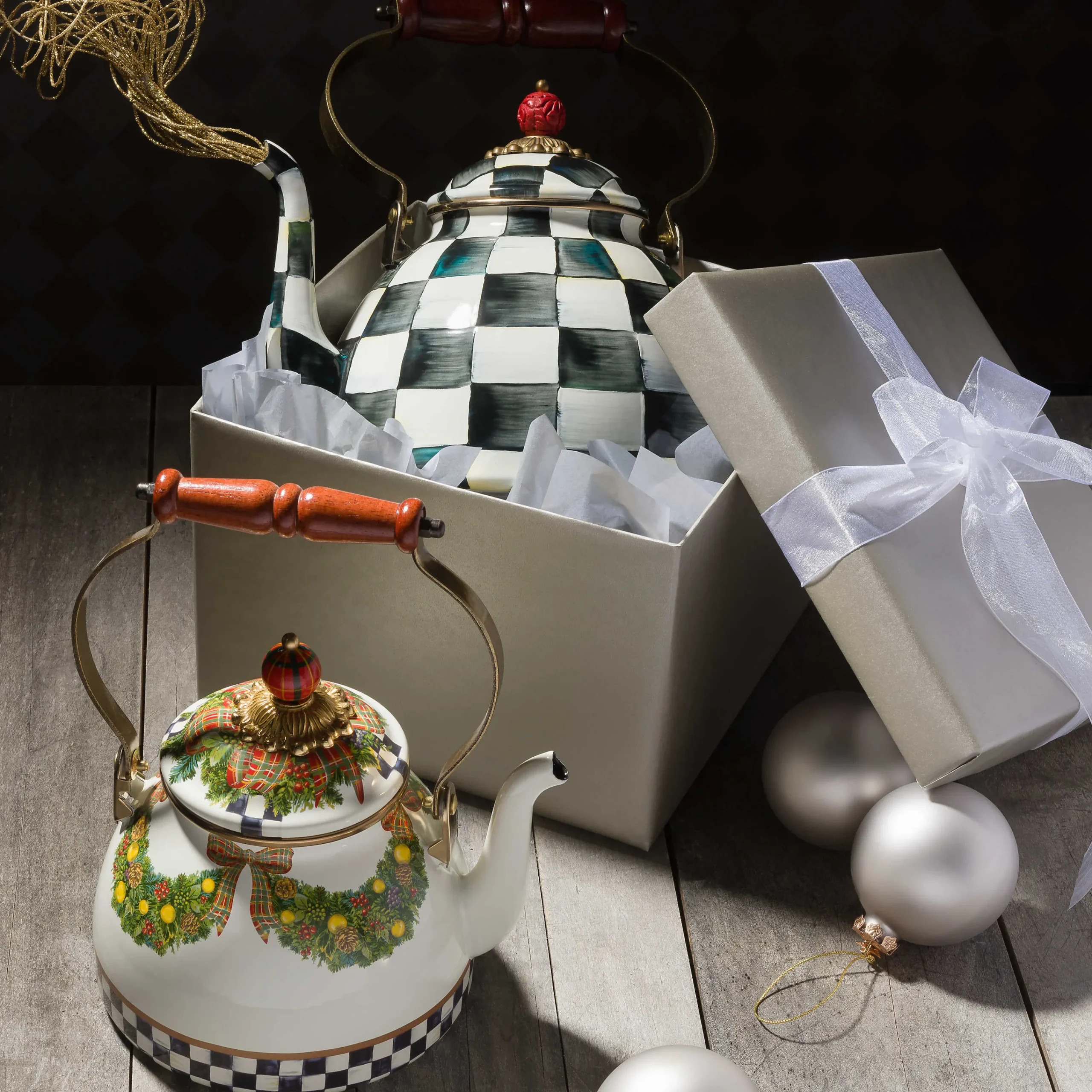 MacKenzie-Childs Courtly Check 3 Quart Tea Kettle| Tea Kettles