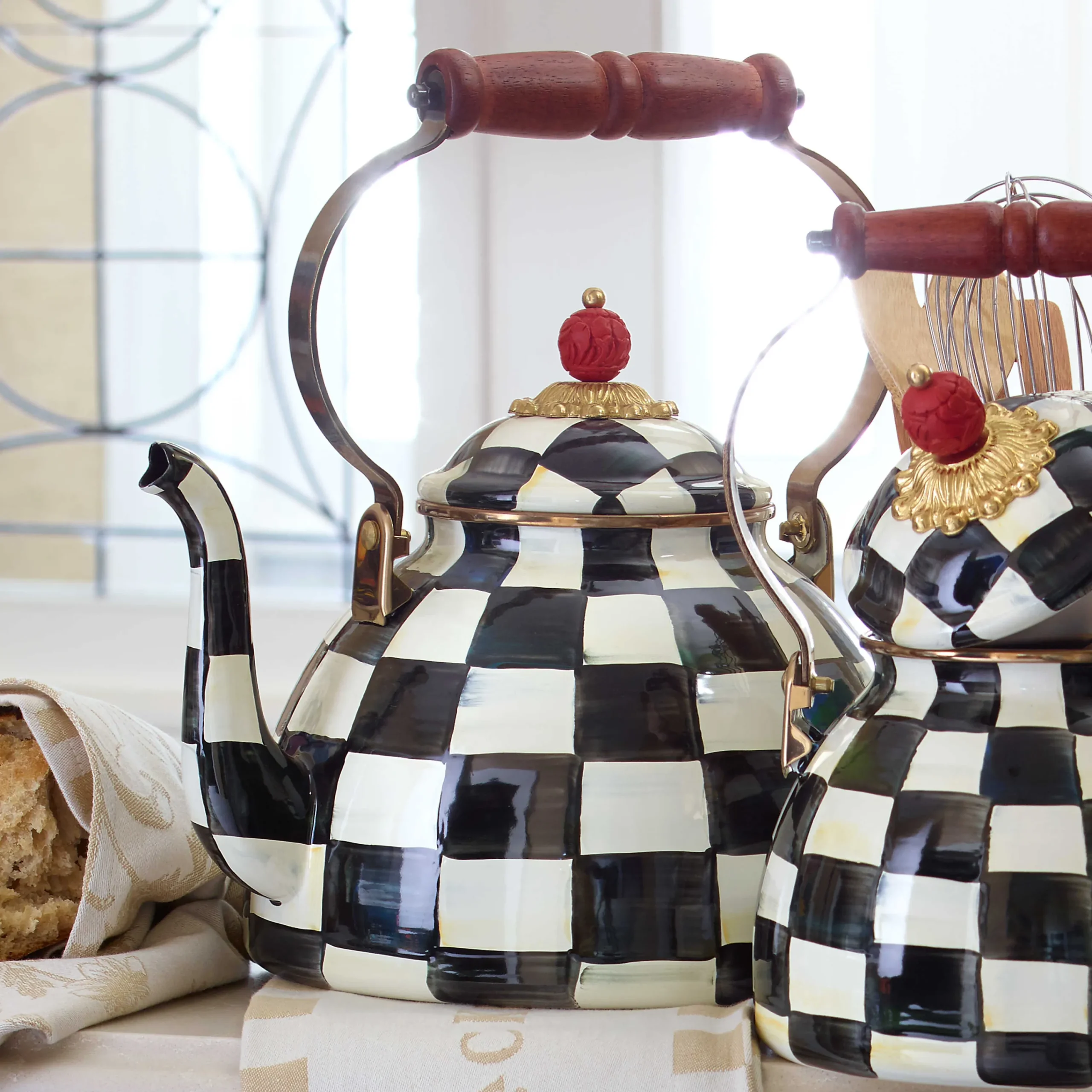 MacKenzie-Childs Courtly Check 3 Quart Tea Kettle| Tea Kettles