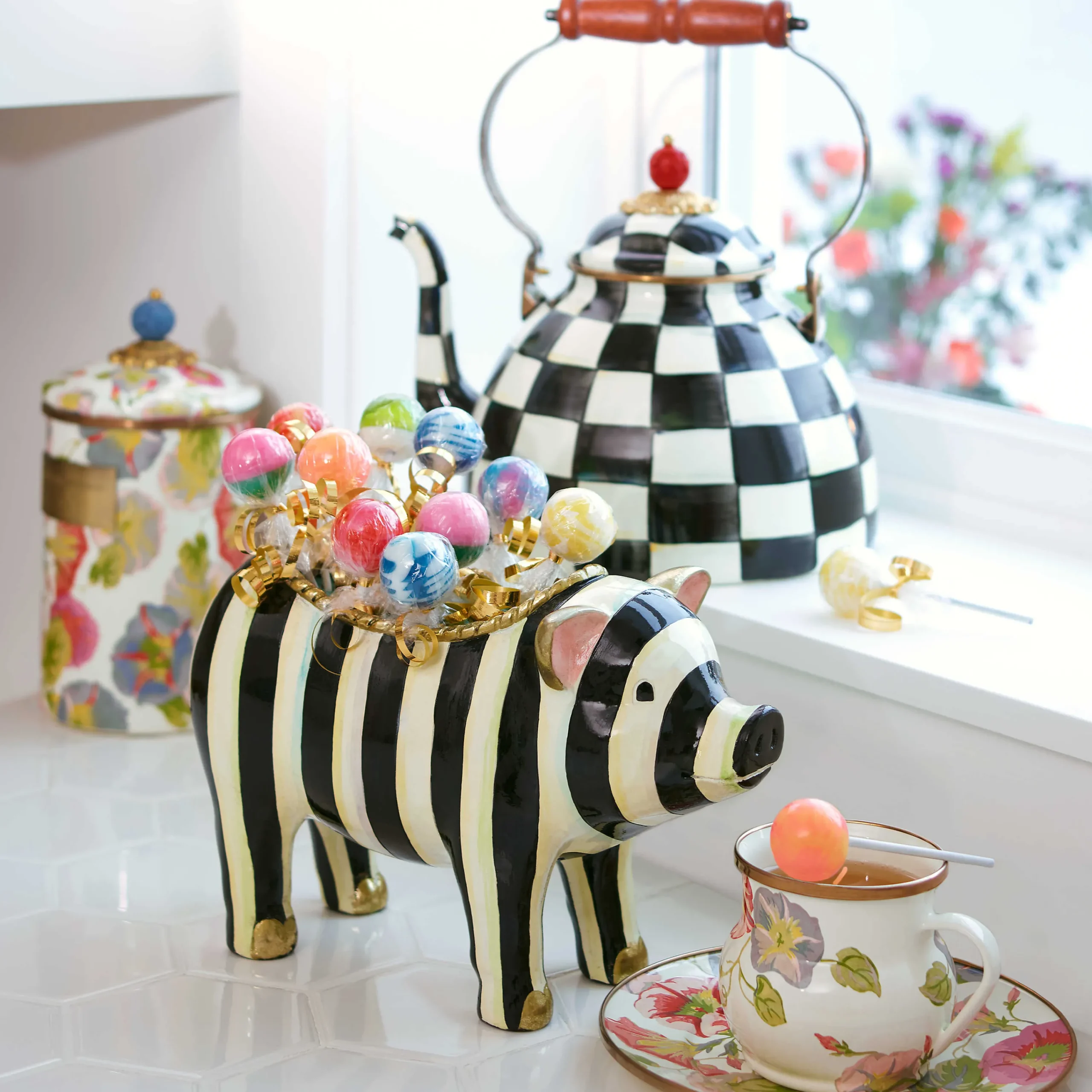 MacKenzie-Childs Courtly Check 3 Quart Tea Kettle| Tea Kettles