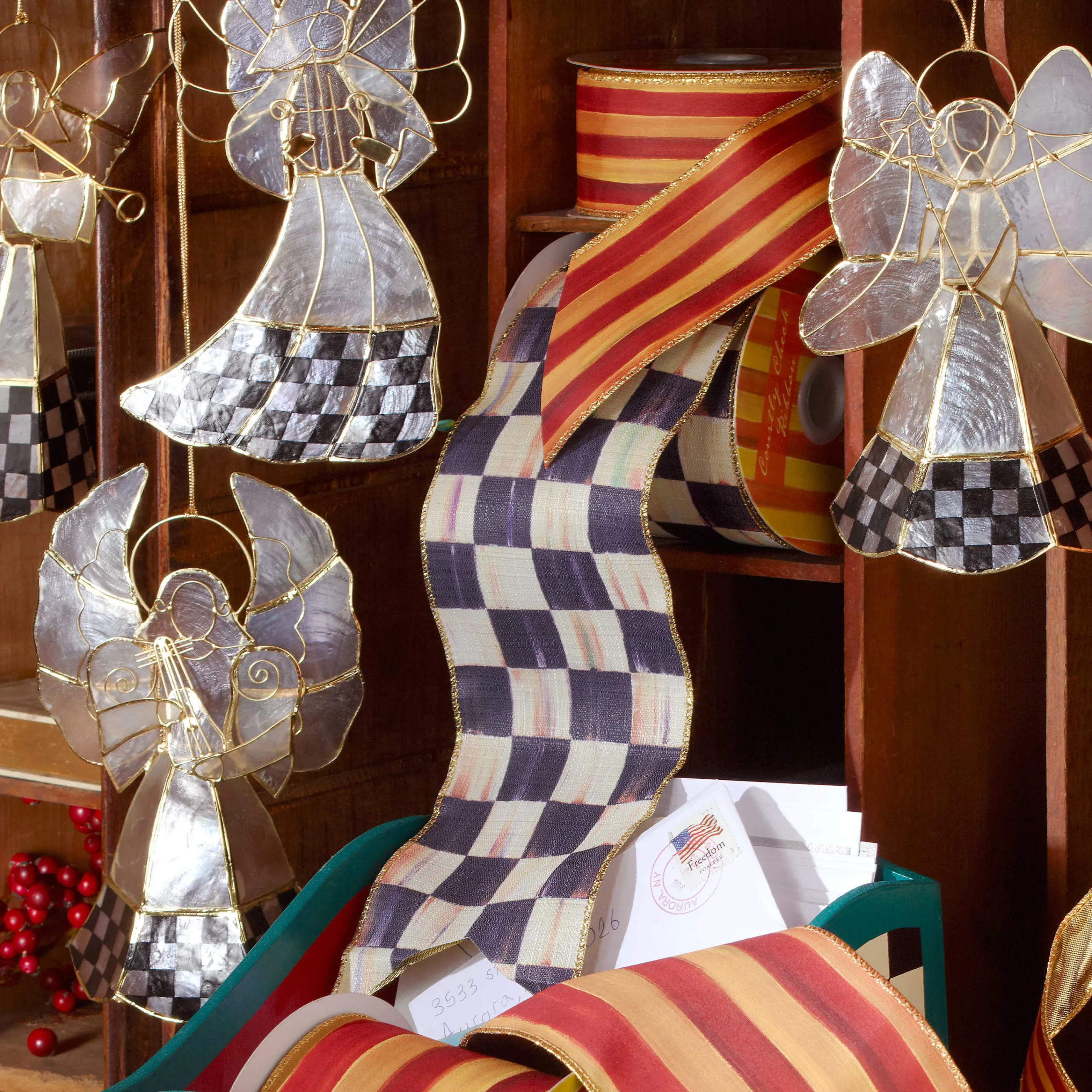 MacKenzie-Childs Courtly Check 4 Ribbon| Holiday|Finishing Touches