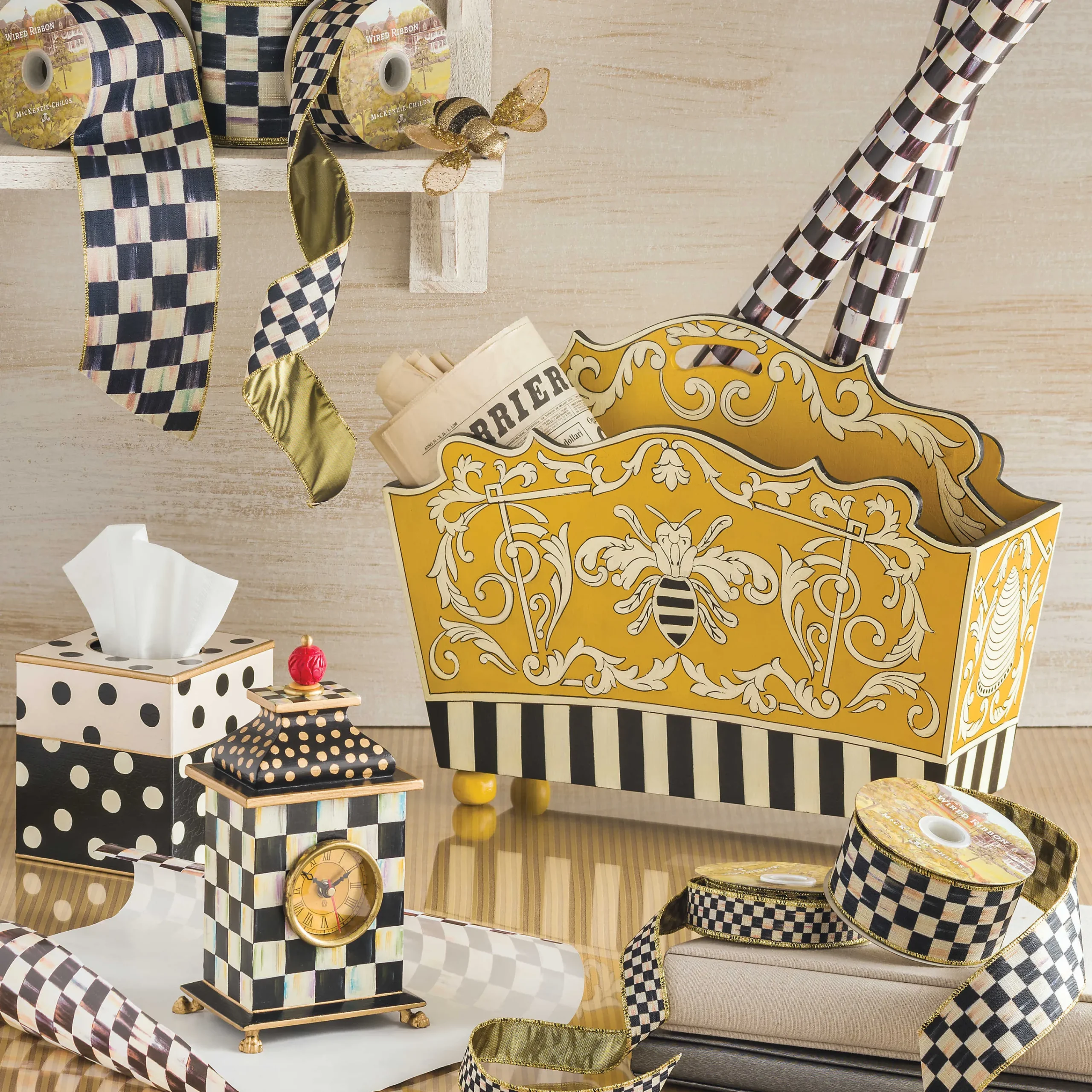 MacKenzie-Childs Courtly Check 4 Ribbon| Holiday|Finishing Touches