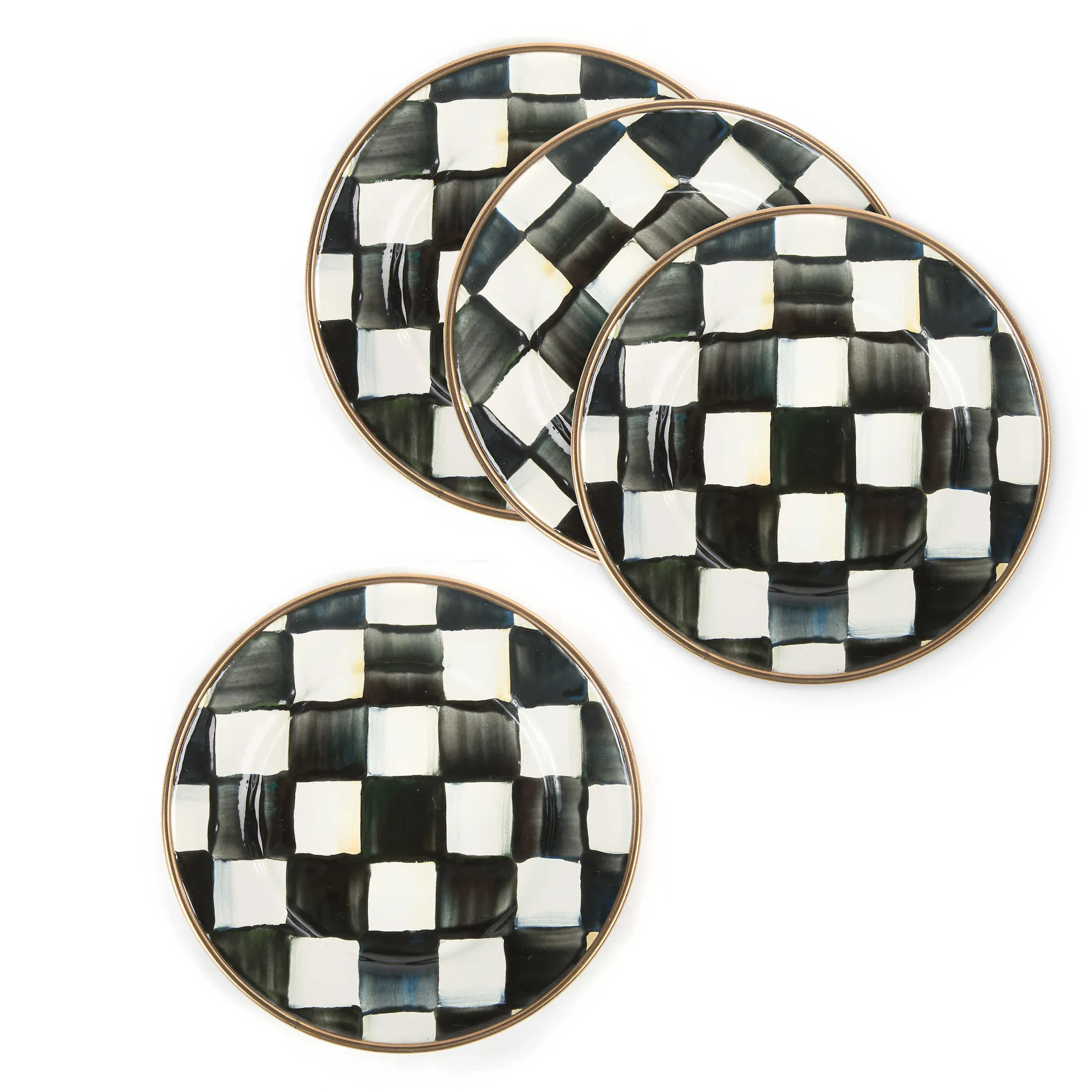 MacKenzie-Childs Courtly Check Appetizer Plates, Set of 4| Bar Entertaining|Serveware