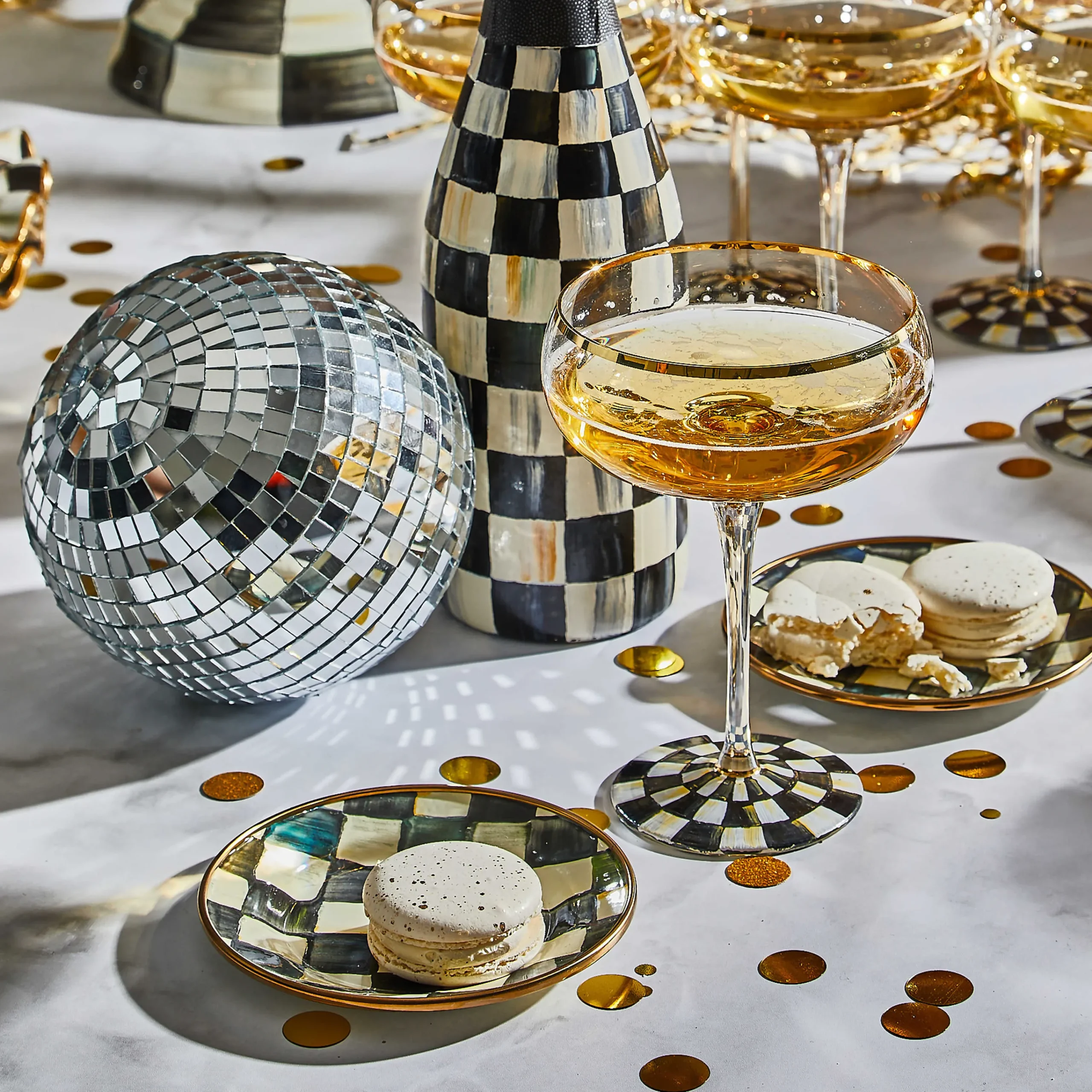 MacKenzie-Childs Courtly Check Appetizer Plates, Set of 4| Bar Entertaining|Serveware
