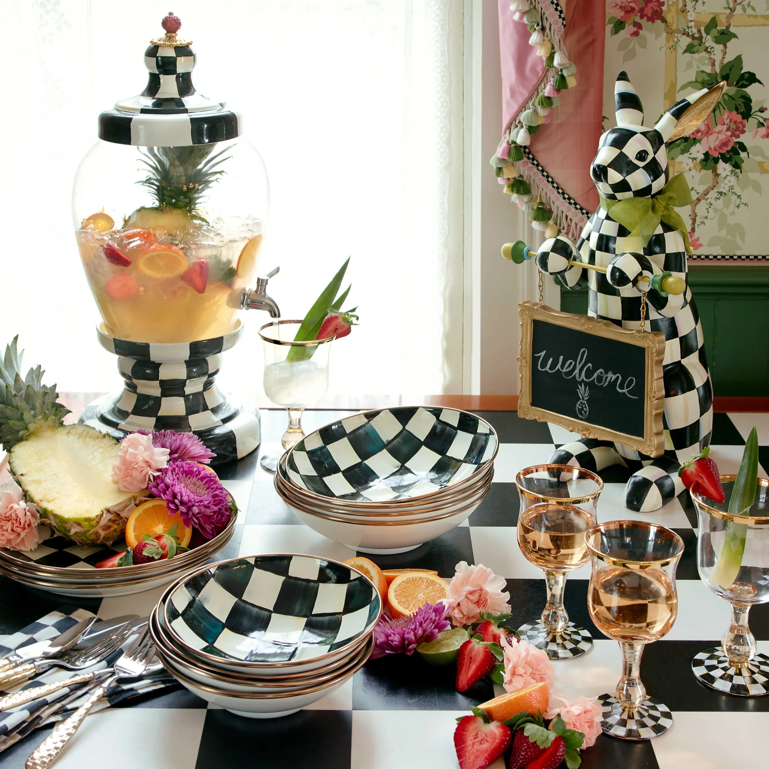 MacKenzie-Childs Courtly Check Beverage Hostess| Fall Entertaining|Drinkware