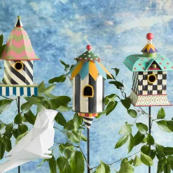 MacKenzie-Childs Courtly Check Birdhouse Stake| Spring|Outdoor