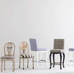 MacKenzie-Childs Courtly Check Black Counter Stool with Back| Dining Room & Kitchen