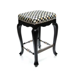 MacKenzie-Childs Courtly Check Black Counter Stool| Dining Room & Kitchen
