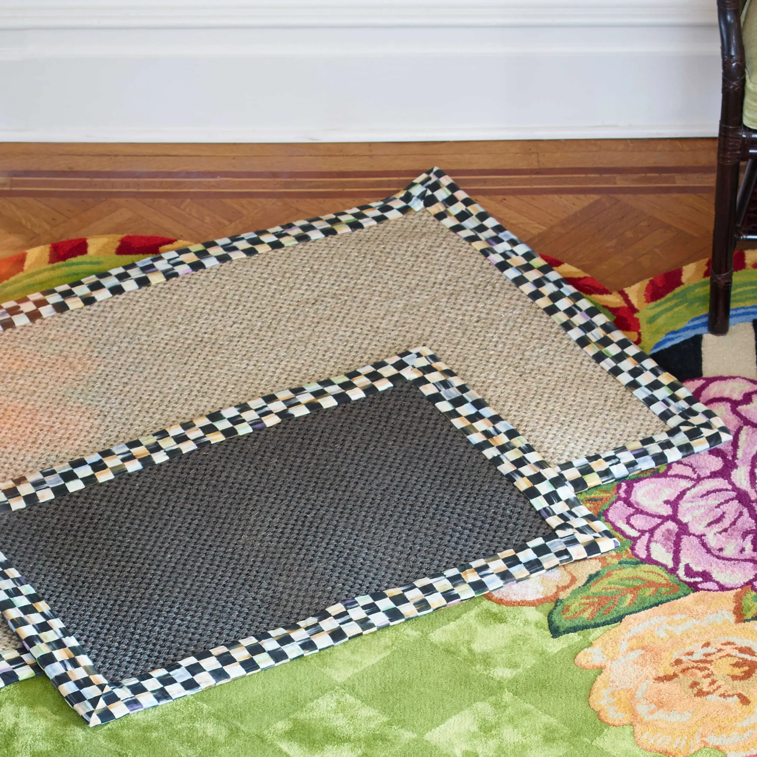 MacKenzie-Childs Courtly Check Black Sisal 2' x 3' Rug| Rugs