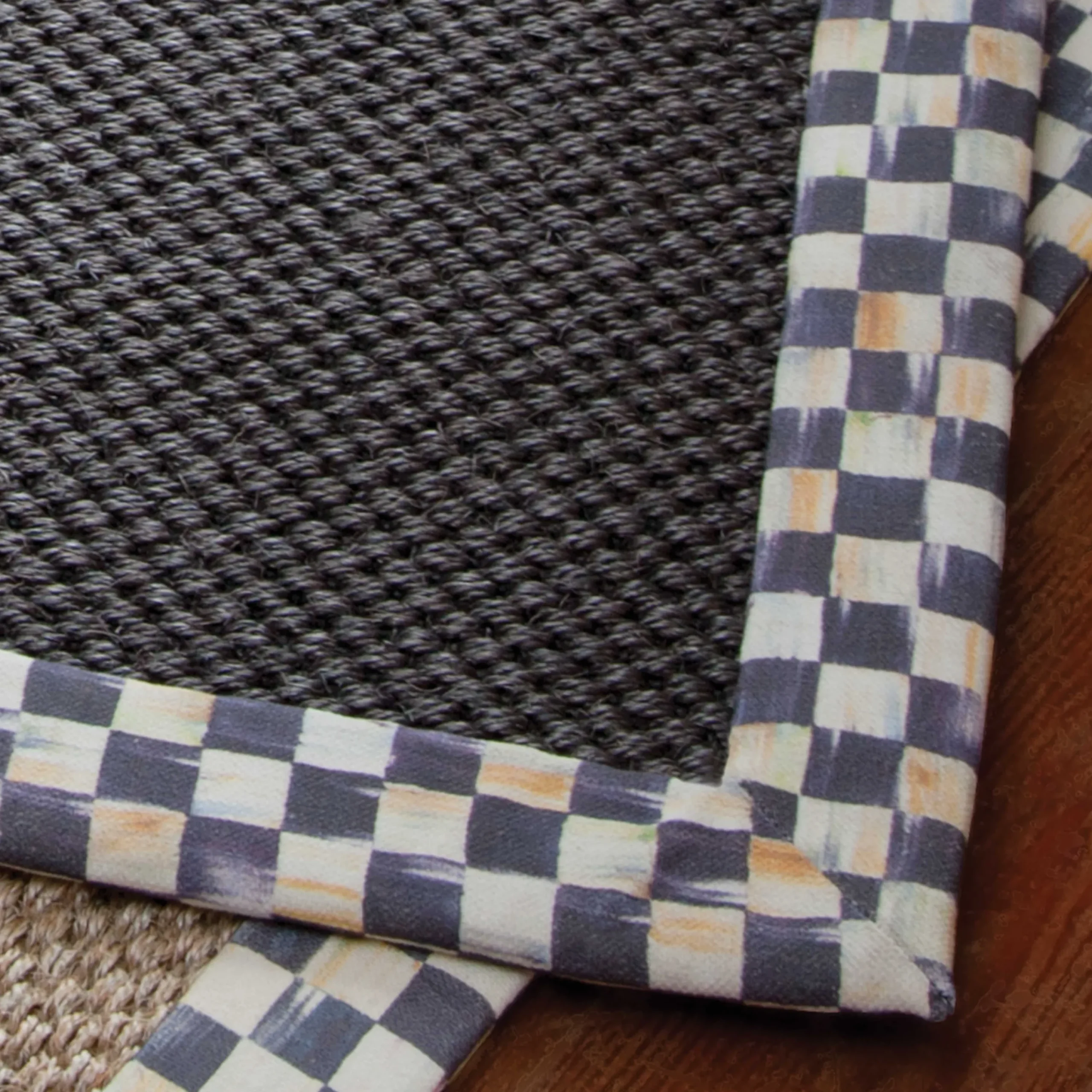 MacKenzie-Childs Courtly Check Black Sisal 2'6 x 9' Runner| Rugs