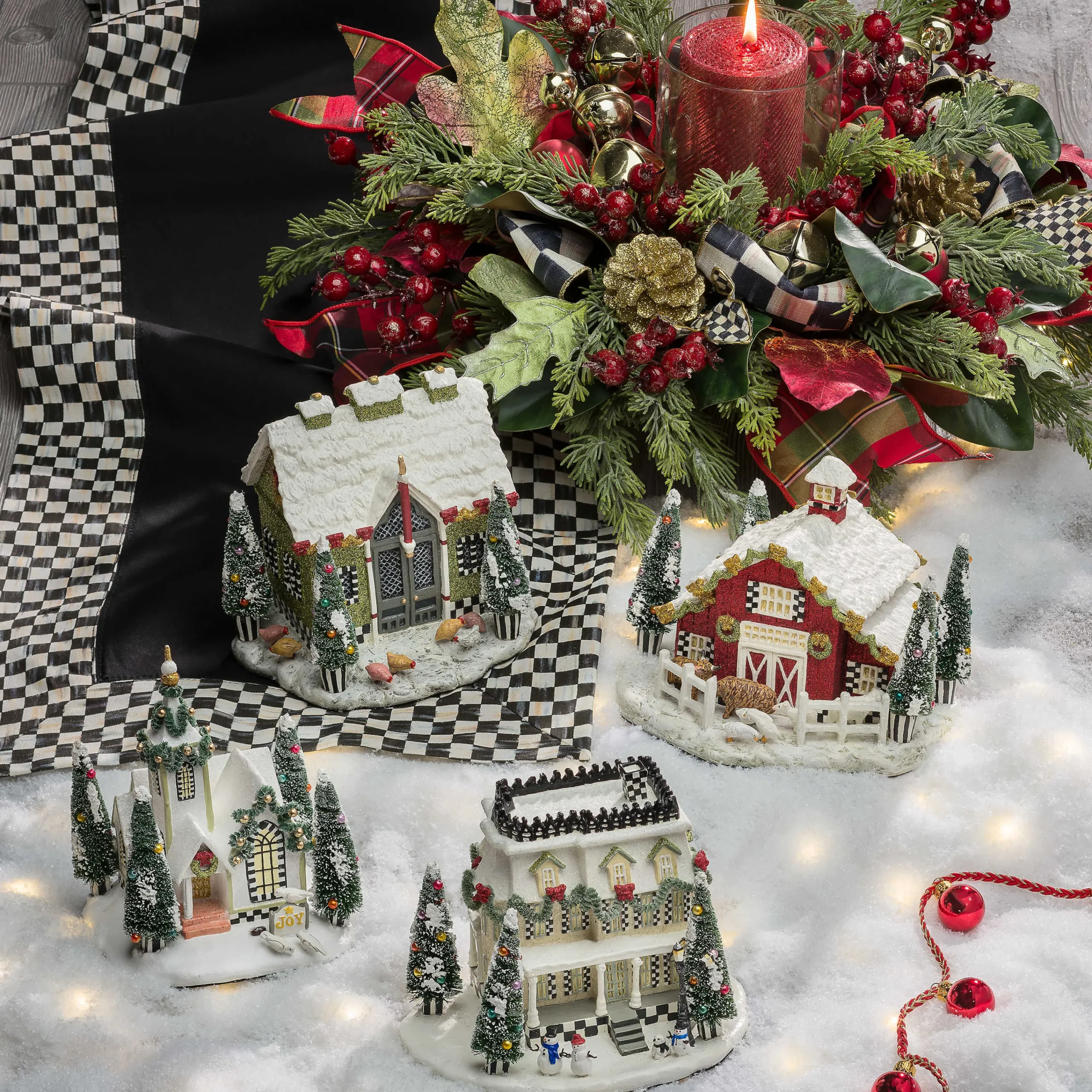 MacKenzie-Childs Courtly Check Black Table Runner| Kitchen & Table Linens