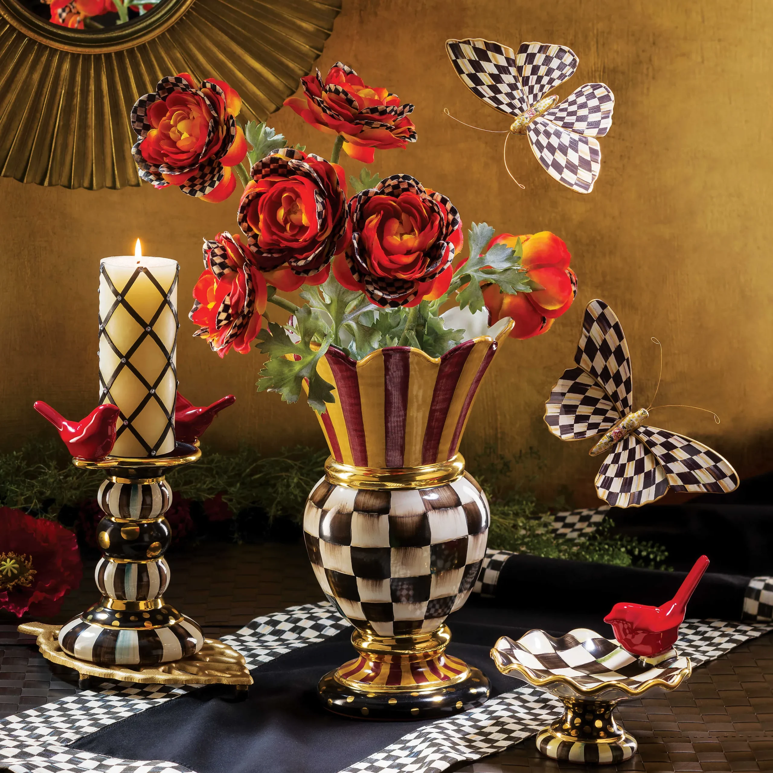MacKenzie-Childs Courtly Check Butterfly Duo Wall Decor| Room Accents