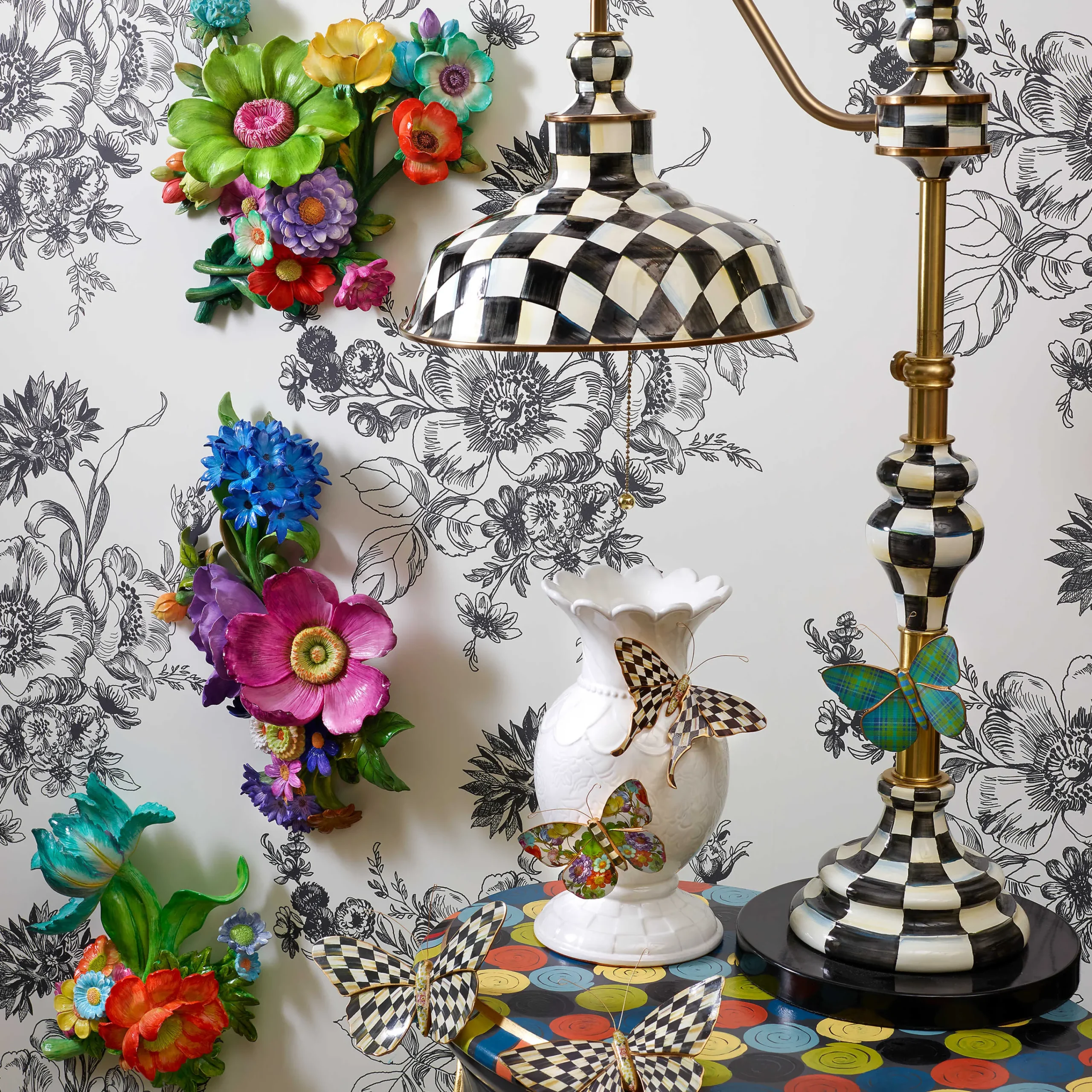 MacKenzie-Childs Courtly Check Butterfly Duo Wall Decor| Room Accents
