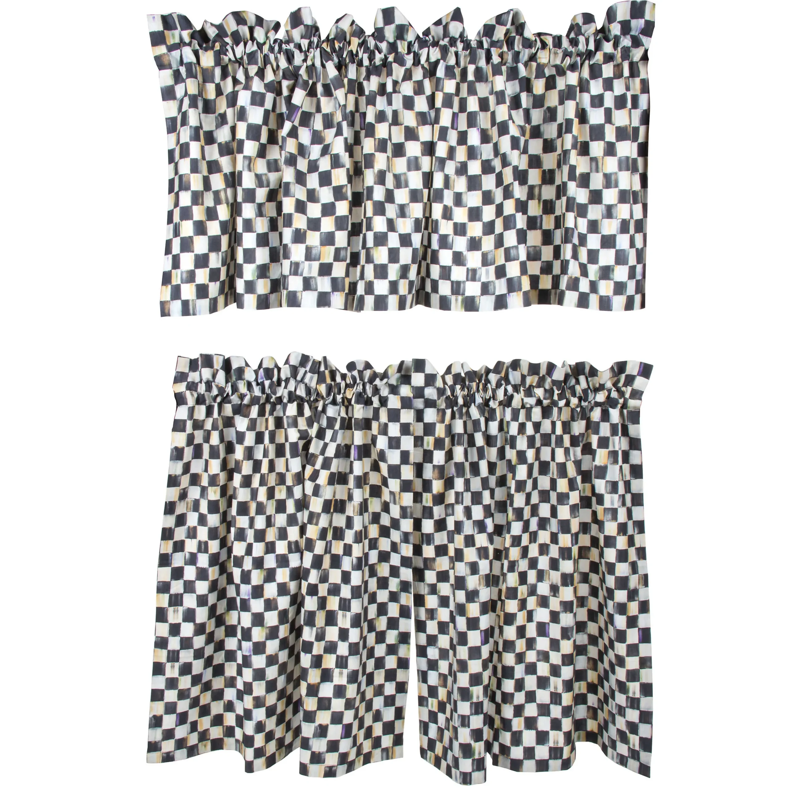 MacKenzie-Childs Courtly Check Cafe Curtains, Set of 2| Room Accents
