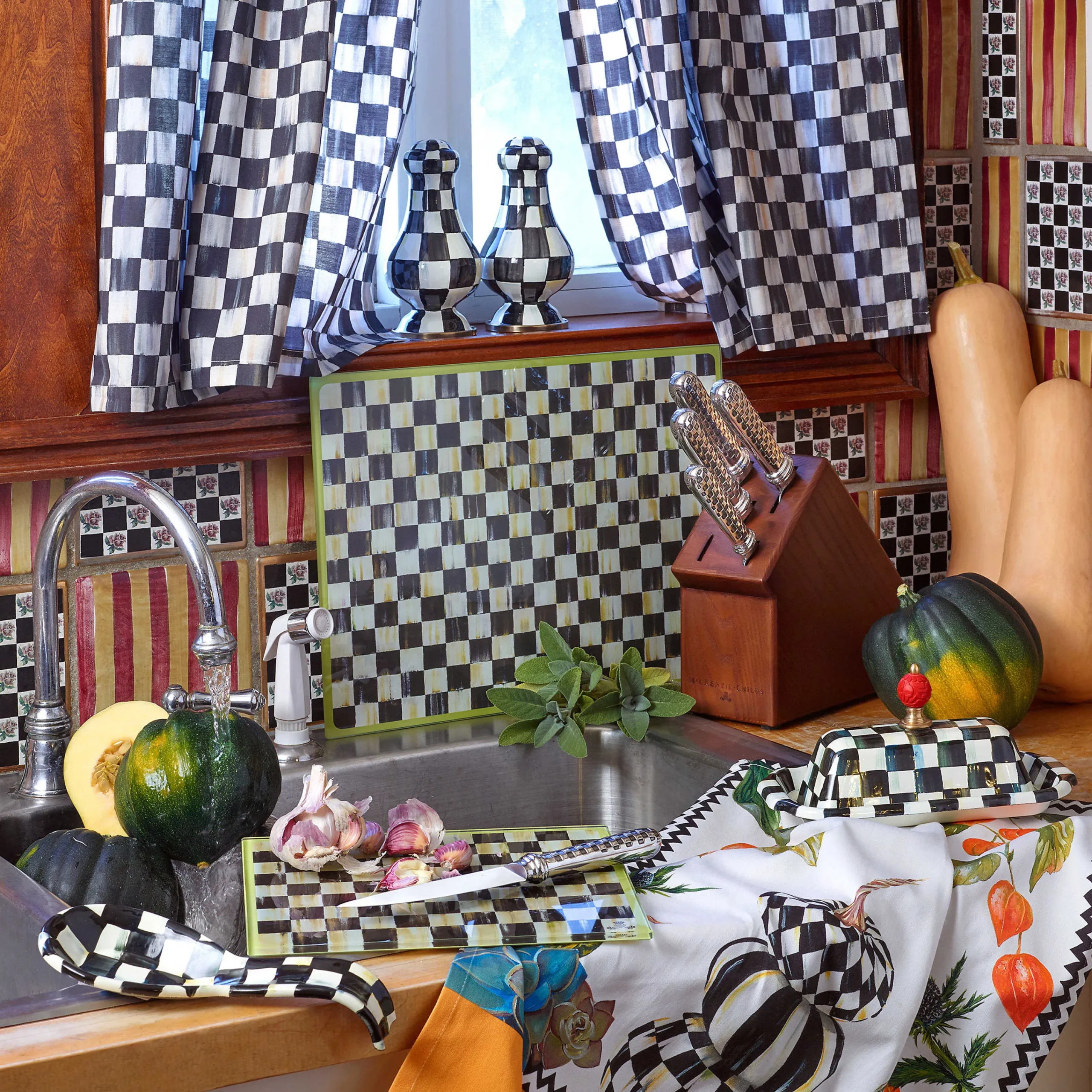 MacKenzie-Childs Courtly Check Cafe Curtains, Set of 2| Room Accents