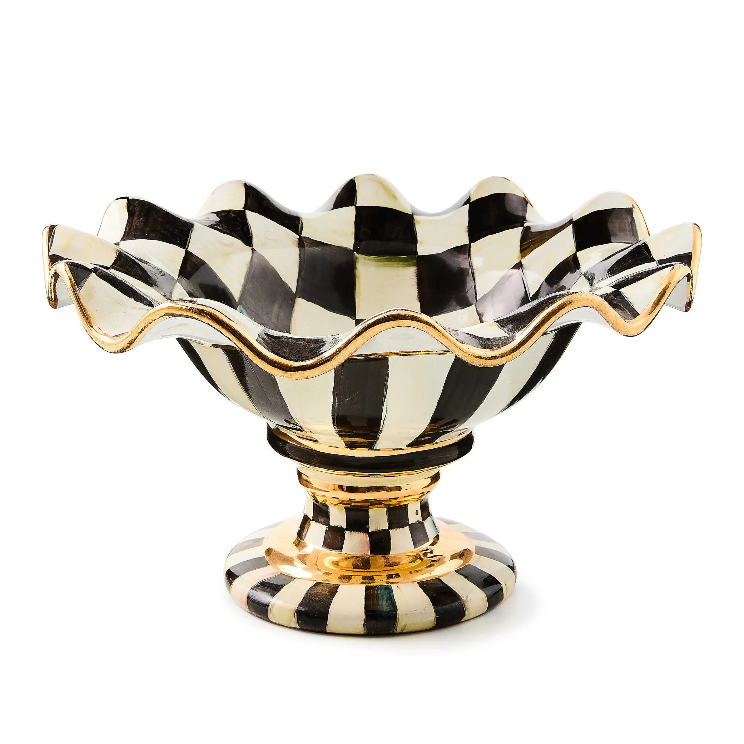 MacKenzie-Childs Courtly Check Ceramic Compote| Serveware