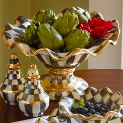 MacKenzie-Childs Courtly Check Ceramic Compote| Serveware