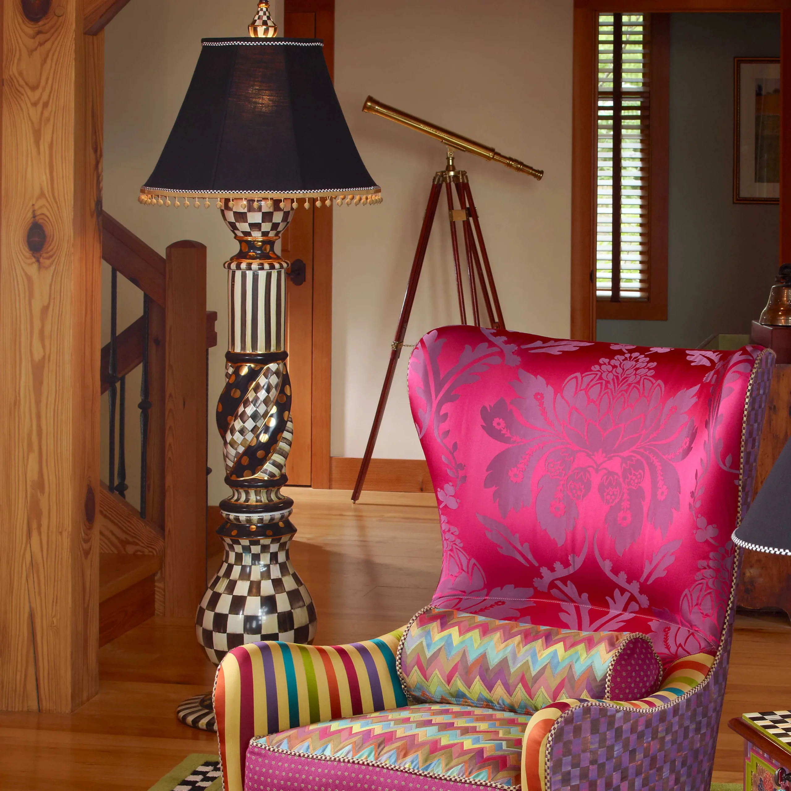 MacKenzie-Childs Courtly Check Ceramic Floor Lamp| Lighting