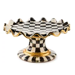 MacKenzie-Childs Courtly Check Ceramic Fluted Cake Stand| Serveware