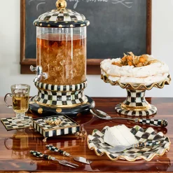 MacKenzie-Childs Courtly Check Ceramic Fluted Cake Stand| Serveware