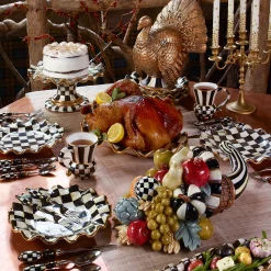 MacKenzie-Childs Courtly Check Ceramic Fluted Cake Stand| Serveware