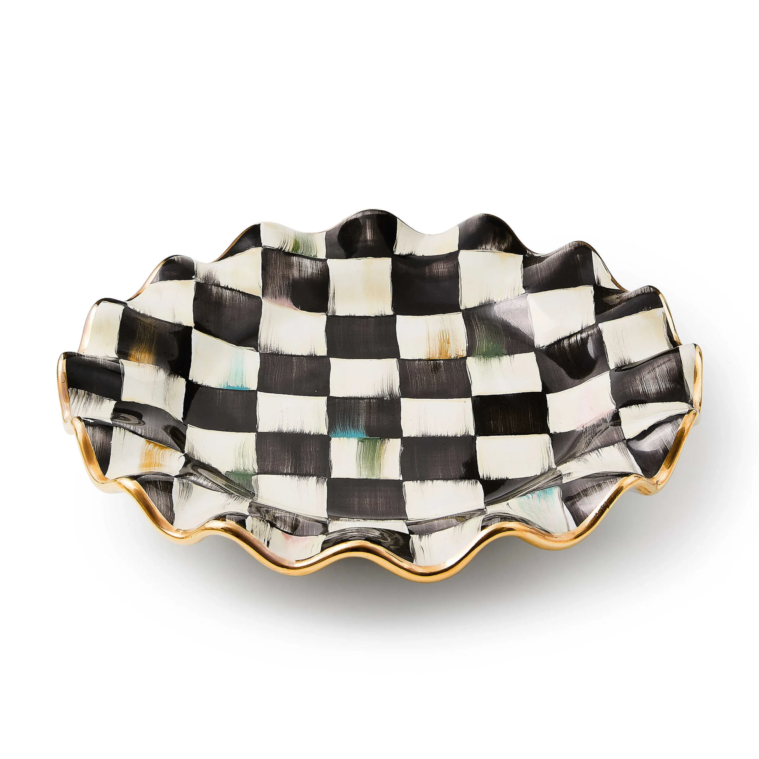 MacKenzie-Childs Courtly Check Ceramic Fluted Dessert Plate| Dinnerware & Flatware