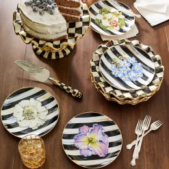 MacKenzie-Childs Courtly Check Ceramic Fluted Dessert Plate| Dinnerware & Flatware