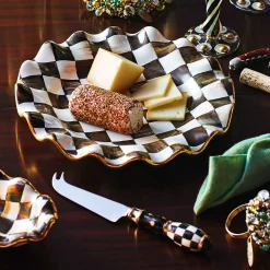 MacKenzie-Childs Courtly Check Ceramic Fluted Dessert Plate| Dinnerware & Flatware