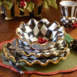 MacKenzie-Childs Courtly Check Ceramic Fluted Dessert Plate| Dinnerware & Flatware