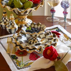 MacKenzie-Childs Courtly Check Ceramic Fluted Dinner Plate| Dinnerware & Flatware